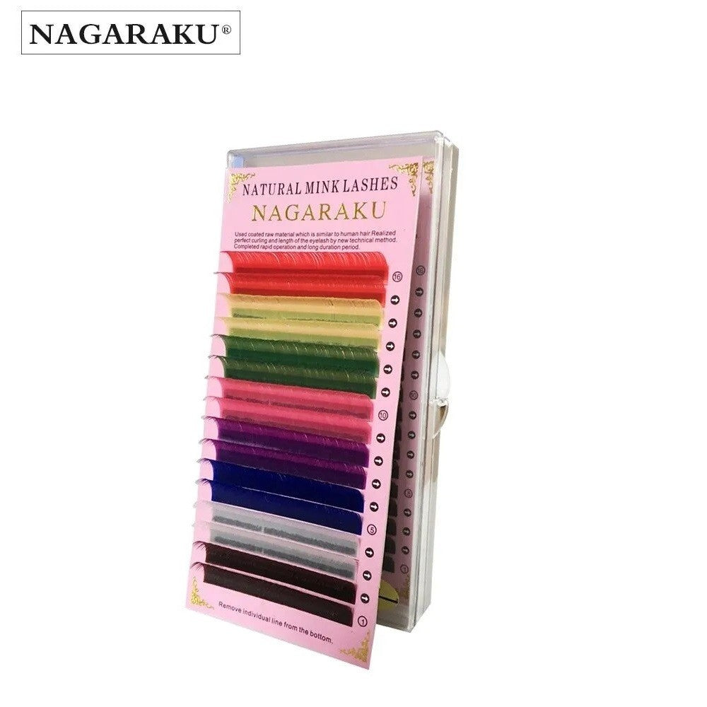 Extensii de Gene Nagaraku Colorate, Natural Mink Premium, Curbura D , 16 linii