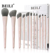 Set 12 pensule make-up Beili Pink Cream + Suport Cilindric + Burete Beili