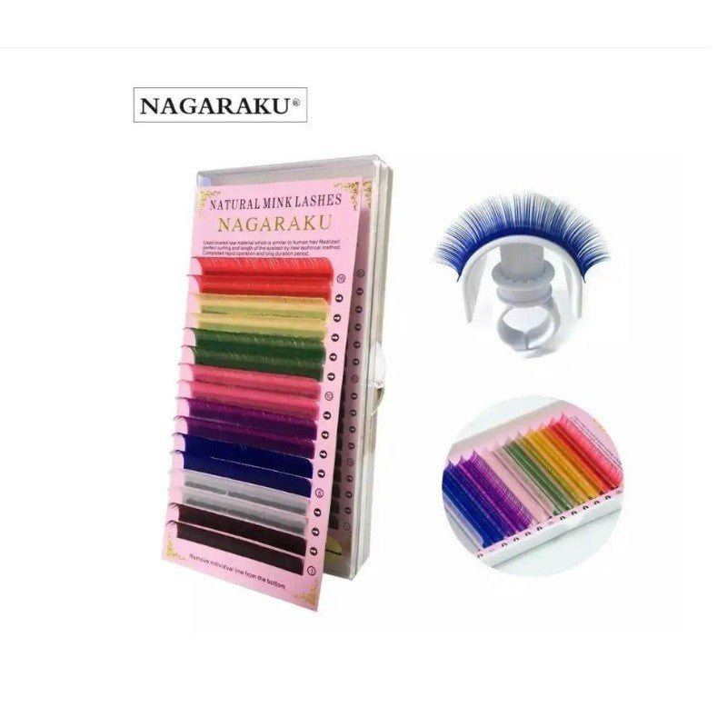 Extensii de Gene Nagaraku Colorate, Natural Mink Premium, Curbura D , 16 linii