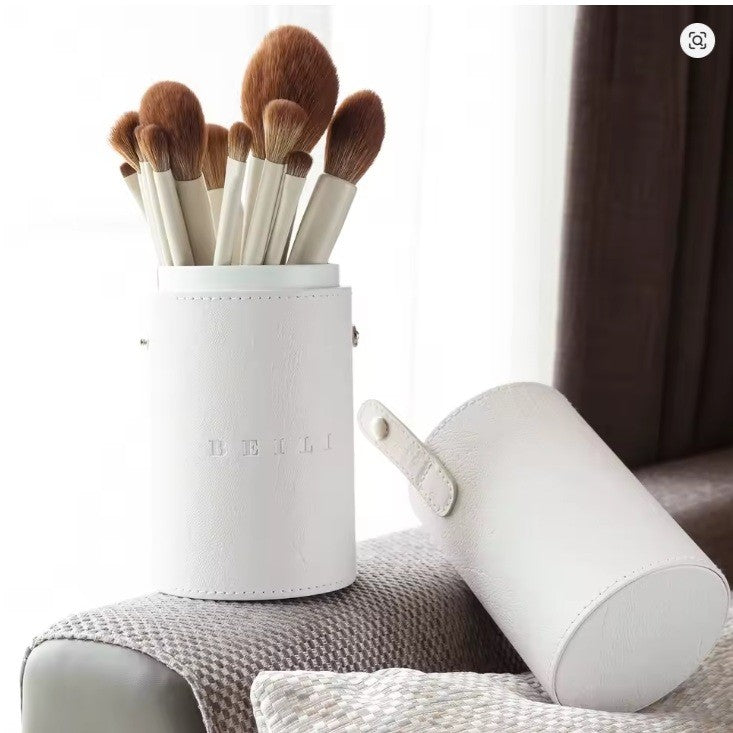 Set 12 pensule make-up Beili White + Suport Cilindric
