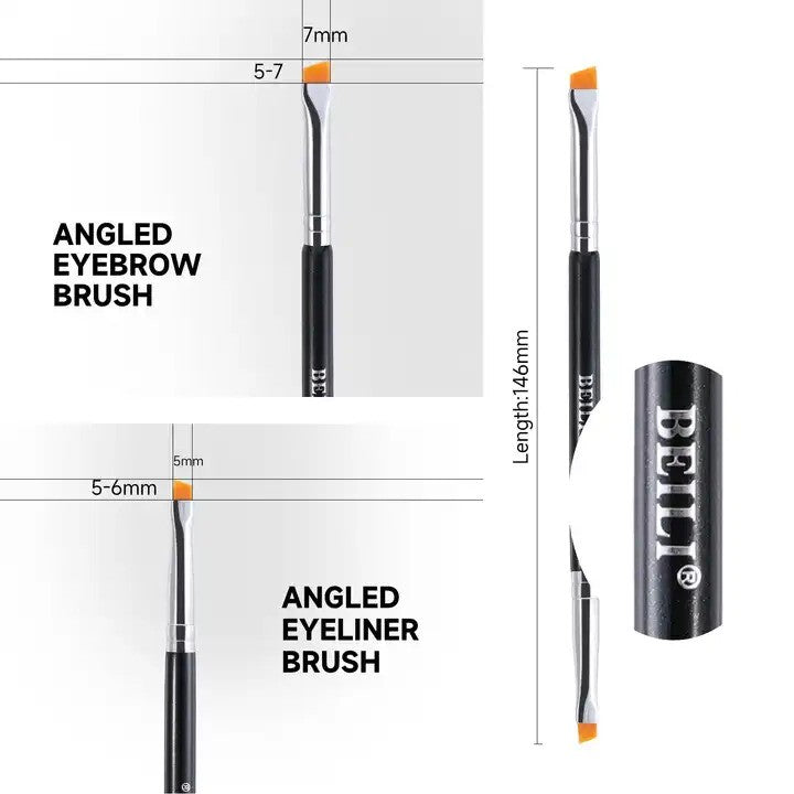Pensula dubla eyeliner / sprancene par sintetic Beili Black BA20