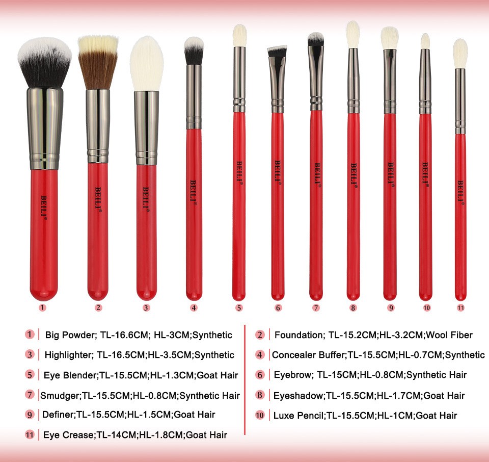 Set 11 pensule Beili Red