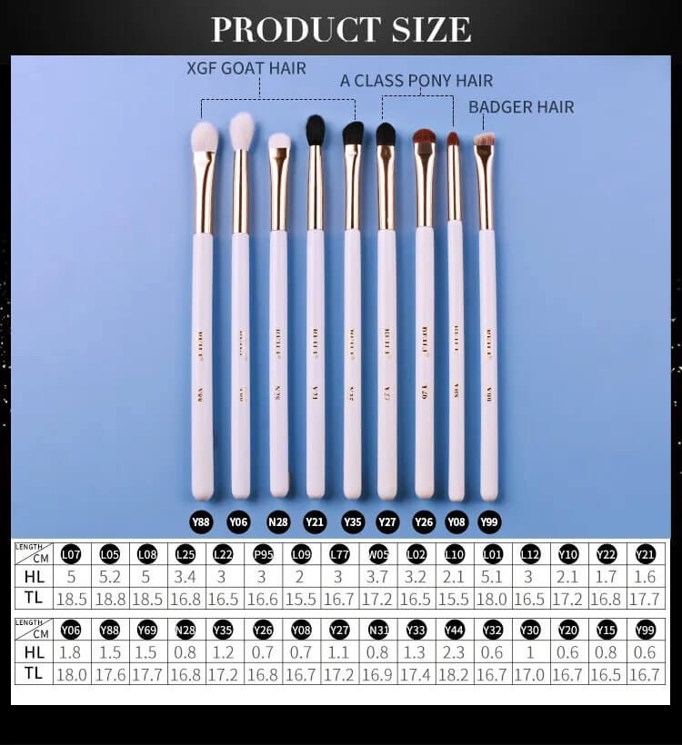 Set 9 pensule make-up Beili White Gold