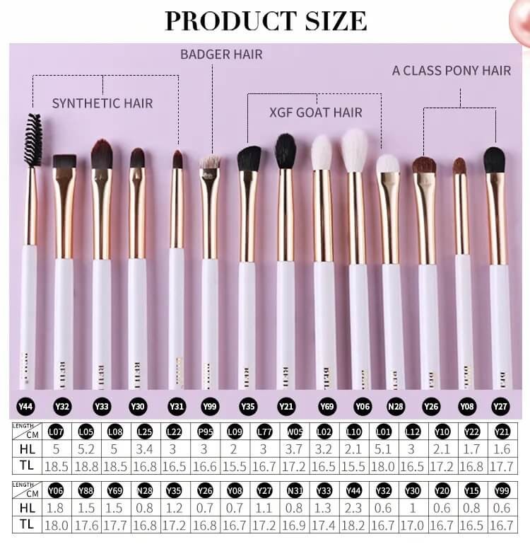 Set 14 pensule make-up Beili White