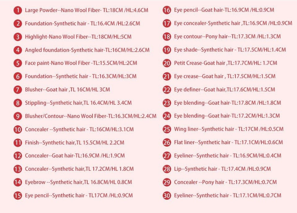 Set 25 pensule make-up Beili Red