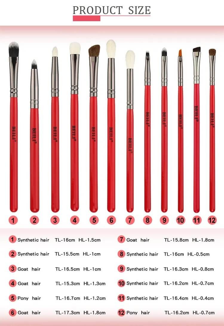 Set 12 pensule make-up Beili Red