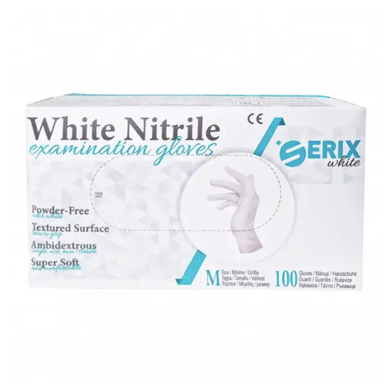 Manusi Nitril Nepudrate Albe 3.5g Serix White 100BUC