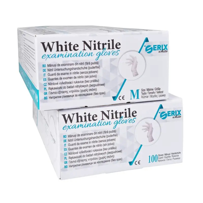 Manusi Nitril Nepudrate Albe 3.5g Serix White 100BUC